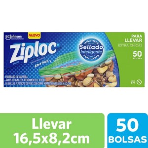 ZIPLOC BOLSA PARA LLEVAR EXTRA CHICA 16.5x8.2cm x 50u